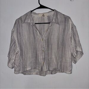 Thread & Supply Gray Striped Button-Down Shirt